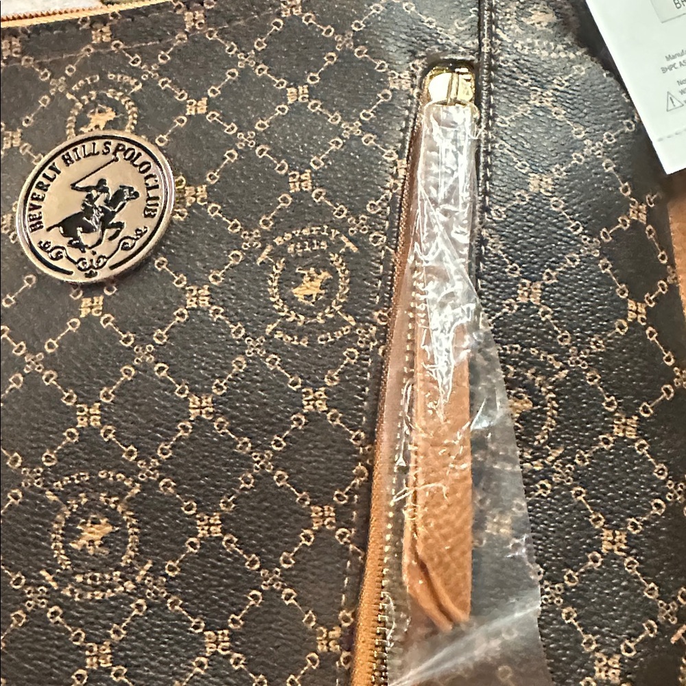 NWT Beverly Hills Polo Club brown  Patterned Womens Bag - Picture 3 of 12